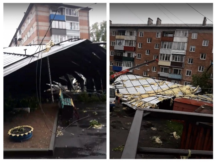 В Кузбассе ураган повредил сотни зданий и автомобилей, без света остались тысячи человек