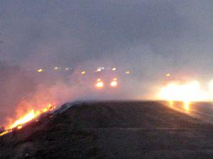 Пожар снизил видимость на южно - кузбасской трассе