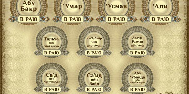 10 сподвижников пророка Мухаммада (Да благословит его Аллах и приветствует), обрадованных раем ещё при жизни