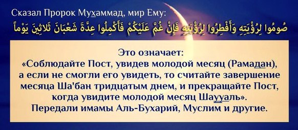 Для определения начала и конца месяца Рамадан разрешена только зрительная фиксация